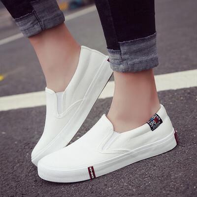 

The new summer 2019 small white canvas womens shoes Korean version one pedal a hundred trendy shoes summer style student lazy clo