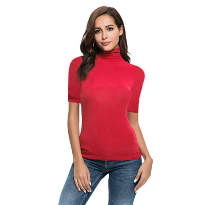 

Nomeni Womens Summer Short Sleeve Letter Turtleneck Tops Tee Shirt Top Blouse