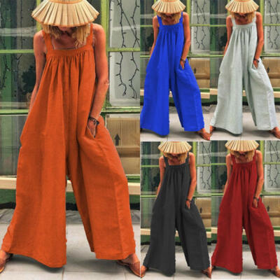 

US Womens Overalls Loose Dungarees Ladies Cami Romper Baggy Playsuit Jumpsuit