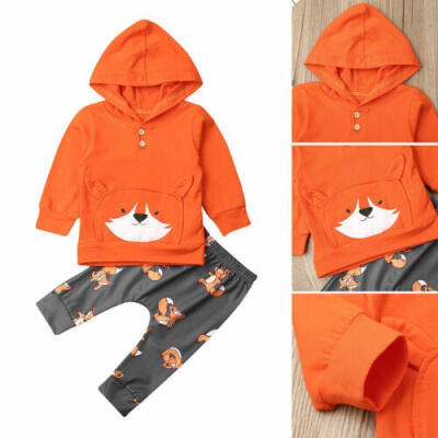 

UK Infant Baby Boy Kid Long Sleeve Hooded Top Pants Outfits Autumn Clothes Set