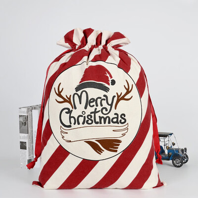 

Siaonvr Large Canvas Merry Christmas Santa Sack Xmas Stocking Reindeer Gift Storage Bag