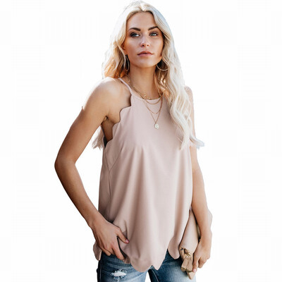 

Solid color base vest T-shirt womens round neck sleeveless loose top