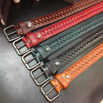 

Inch three-layer woven trend simple versatile leather leather belt male alloy pin buckle belt belt mens belt