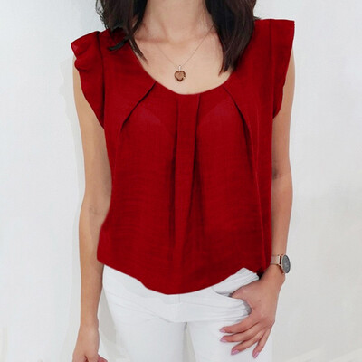 

Starmoon Women Sexy Sleeveless Chiffon Blouse Casual Loose Solid Ruffle Tank Tops