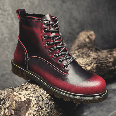 

Mens shoes 2019 new England leather Chelsea boots mens boots high to help flip fur shoes
