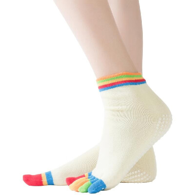 

Anti-Sweat Five Fingers Backless Cotton Silicone Yoga Socks Elastic 5 Toes Breathable Sport Sock Ballet Gym Fitness Fine Quality