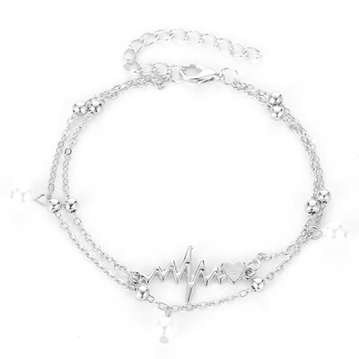 

Hot Selling New Personalized Fashion Anklet Two-piece ECG Pearl Anklet