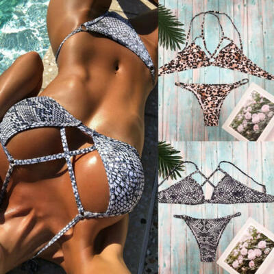 

UK Women High Waist Padded Bra Bikini Swimsuit Bandage Swimwear Beachwear Summer