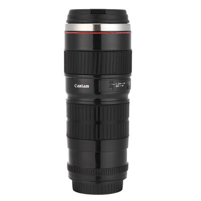 

400mL Camera Lens Shaped Stainless Steel Water Cup Coffee Tea Mug with Lid