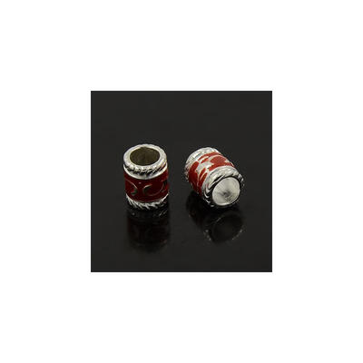 

Alloy European Beads Enamel Tube Silver Color about 7mm wide 85mm long hole 5mm