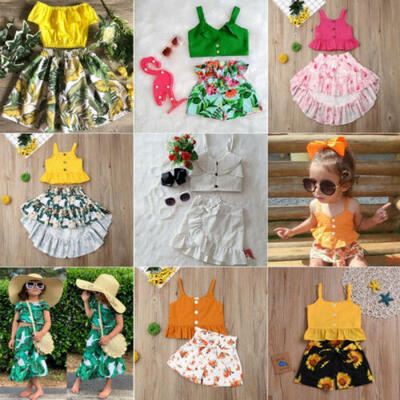 

Toddler Kids Baby Girls Denim Crop TopsShorts Pants Outfits Set Summer Clothes
