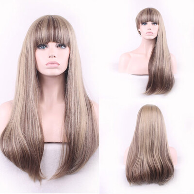 

〖Follure〗Fashion Straight Gold Synthetic Natural Hair Wig Long Full Wigs Party Hair Wigs