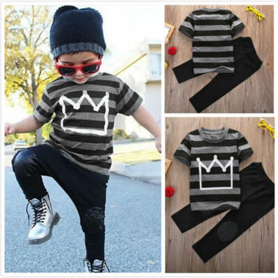 

2PCS Toddler Kids Baby Boys Outfit T-shirt TopsLong Pants Clothes Sets 2-7T