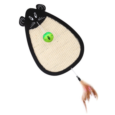 

Pet Cat Toys Mouse Shape Scratching Board With Bells Ball Accessoriesand Feathers Natural Sisal Cat Scratching Anti Slip Mat