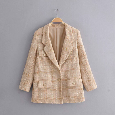 

Toponeto Womens Fashion Lapel Loose And Famous Small Tweed Jacket Blouses