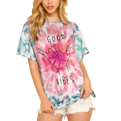 

Women Round Collar Summer Cartoon Print Loose Short Sleeve Casual Simple Wild T-Shirt