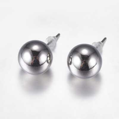 

CCB Plastic Stud Earrings with Iron Findings&Plastic Ear Nuts Round Platinum 23x12mm Pin 08mm