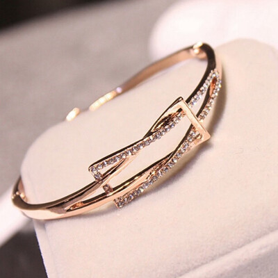

Brand Design Gold-color Bangles Crystals Fashion Jewelry Women Holiday Party Hand Accessories Bracelets Pulseira Mujer