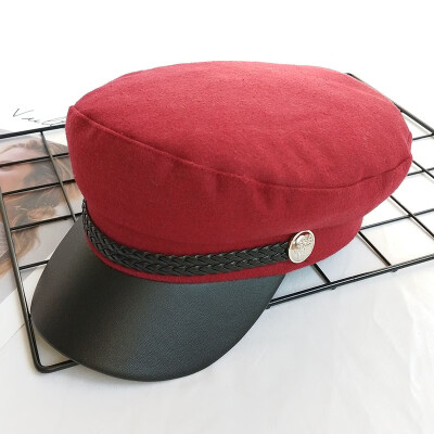 

Black Berets Autumn&Winter British Retro-Ancient Baitao Wool Navy Hat Net Red Octagonal Hat Female Korean Chao-Japanese System