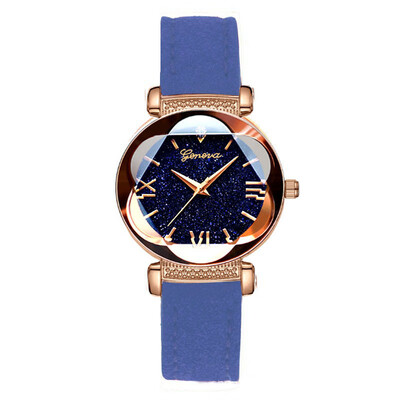 

〖Follure〗Roman Star Dial Six Convex Sleek Minimalist Luxury Leather Strap Watch