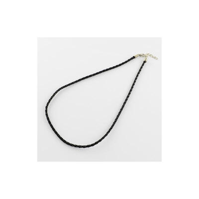 

Trendy Braided Imitation Leather Necklace Making with Iron End Chains&Lobster Claw Clasps Platinum Metal Color Black 17