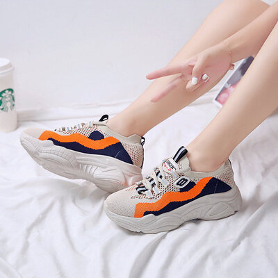 

Luminous fluorescent Torre shoes female summer ins white sneakers Joker summer mesh breathable tide