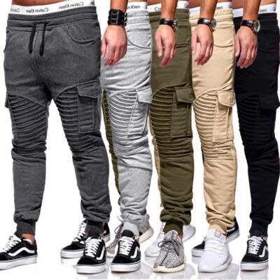 

Fashion Mens Slim Fit Urban Straight Leg Trousers Casual Pencil Jogger Cargo Pants