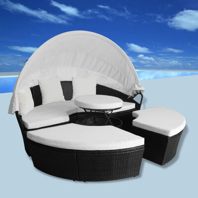 

Outdoor Lounge Bed Poly Rattan Black