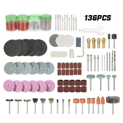 

136PCS 18" Shank Rotary Tool Accessories Set Sanding Polishing Grinding Cutting Accessory Bit