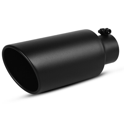 

3" Inlet 5" Outlet 12" Long Angle Cut Rolled Bolt-on Exhaust Tip Tail Pipe Black