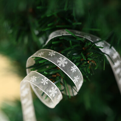 

2m x 10mm 25mm Winter Christmas Snowflake Craft Ribbon Xmas Tree Decoration