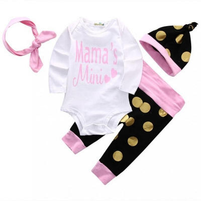 

Newborn Baby Girls Little Girl Tops Romper Long Pants Hat Outfits Set Clothes