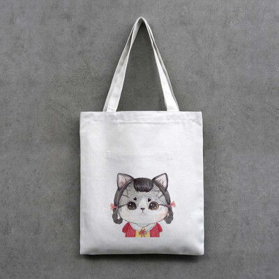 

Tailored Fashion Women Canvas Printing Cute Cat Shoulder Bags Large Capacity Shopping Bag