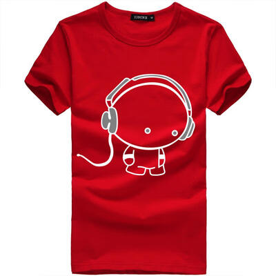 

2018 New Fashion Simple Lovely Design Men T Shirt Short Sleeve Cotton T-Shirt For Men With Headset Pattern