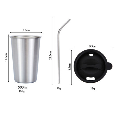 

Stainless Steel Coffee Mug With lid Straw Double Wall Household Coffee Cup Milk Tea Cup SetWith Straw Travel Drink Cup