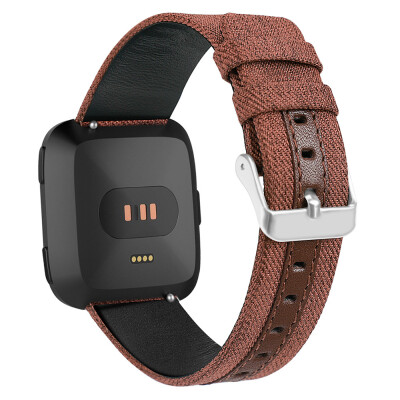 

〖Follure〗Luxury Canvas Leather Watch Band Wrist Strap For Fitbit Versa BW