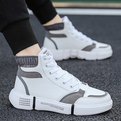

Summer high mens shoes Korean casual Joker tide shoes autumn white canvas shoes
