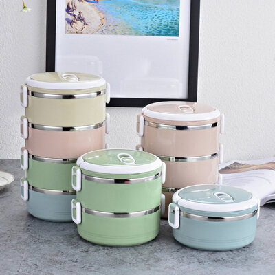 

Portable Thermal Lunch Box Stainless Steel Bento Picnic School Food Container
