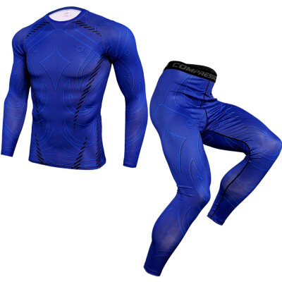 

Toponeto Mens Elastic Fitness Long Sleeve Fast Drying Tops Long Pants Sports Tight Suit