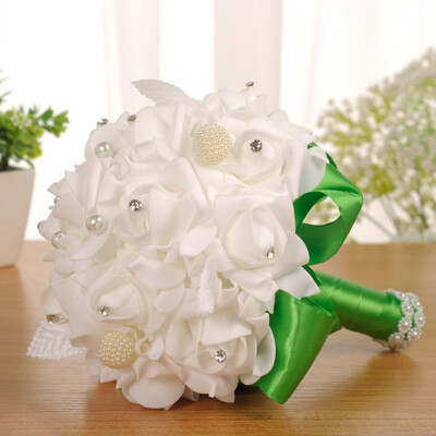 

Toponeto Crystal Roses Bridesmaid Wedding Bouquet Bridal Artificial Silk Flowers