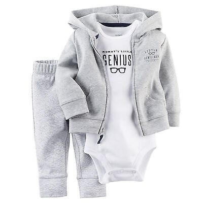 

Newborn 6 9 12 18 Months clothes set cotton jacket Cardigan coatPantsshort sleeve rompers 3pcs Baby Boy Outfit Clothes