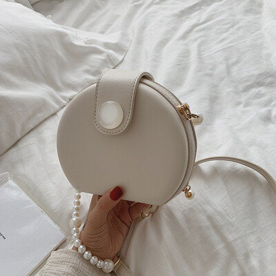 

Advanced foreign gas bag summer chic pearl slant round bag new 2019 Korean version 100 lap single shoulder bag