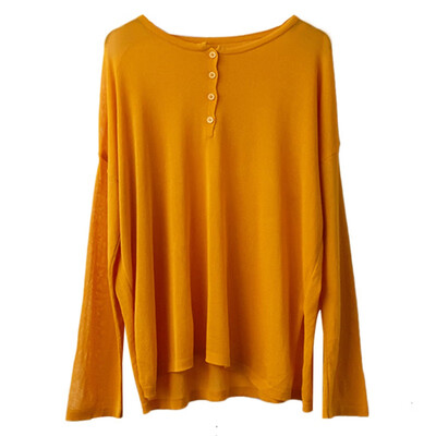

Women T Shirt 2019 Autumn Fashion O-Neck Button Long Sleeve T-shirt Thin Solid Casual Loose Female Tops