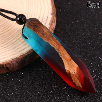 

Resin Wood Colorful Pendant Handmade Necklace Rope Unisex Jewelry