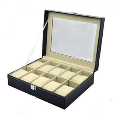 

PU Leather Watch Case Jewelry Collection Storage Organizer Box 10 Grid vud63a