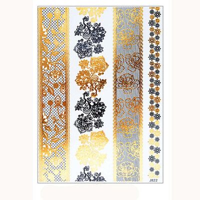

〖Follure〗Glittery Metalic Tattoo Sticker Fluorescent Waterproof Gold Silver Tattoo