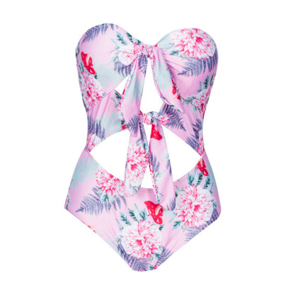 

Roseonmyhand Women Sexy Dot Floral Print One-Piece Bikini Swimwear Bathing Swimsuit Beachwear