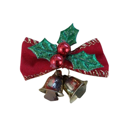 

Christmas Flocking Cloth Mini Bow With Cute Bells Bow Christmas Tree Bowknot Ornaments Hanging Decoration For Wedding Party