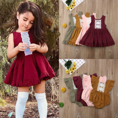 

US Sister Match Big Little Sister Girl Lace Romper Dress Summer Outfits Clothes