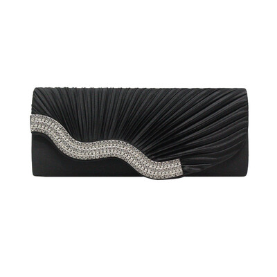 

Tailored Fashion Women Solid Ruched Party Bag Chain Phone Evening Bag